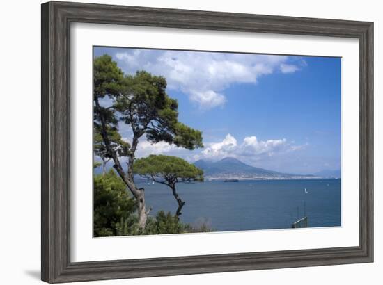 The Classic View over the Bay of Naples Towards Mount Vesuvius, Naples, Campania, Italy, Europe-Natalie Tepper-Framed Photo