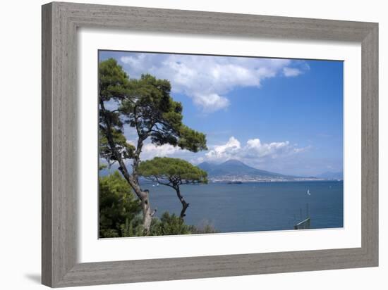 The Classic View over the Bay of Naples Towards Mount Vesuvius, Naples, Campania, Italy, Europe-Natalie Tepper-Framed Photo