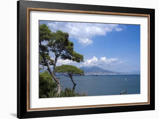 The Classic View over the Bay of Naples Towards Mount Vesuvius, Naples, Campania, Italy, Europe-Natalie Tepper-Framed Photo