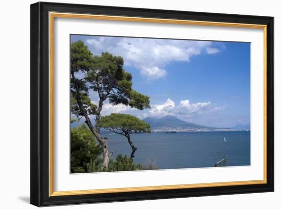 The Classic View over the Bay of Naples Towards Mount Vesuvius, Naples, Campania, Italy, Europe-Natalie Tepper-Framed Photo