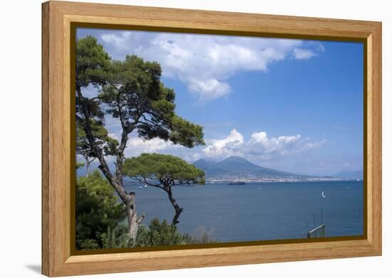 The Classic View over the Bay of Naples Towards Mount Vesuvius, Naples, Campania, Italy, Europe-Natalie Tepper-Framed Stretched Canvas