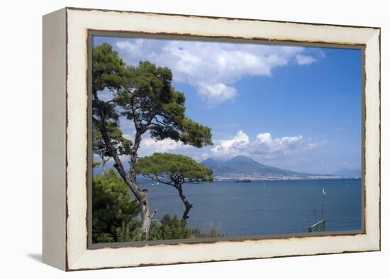 The Classic View over the Bay of Naples Towards Mount Vesuvius, Naples, Campania, Italy, Europe-Natalie Tepper-Framed Stretched Canvas