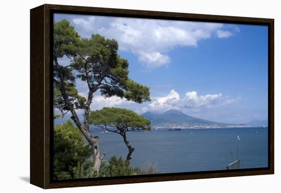The Classic View over the Bay of Naples Towards Mount Vesuvius, Naples, Campania, Italy, Europe-Natalie Tepper-Framed Stretched Canvas