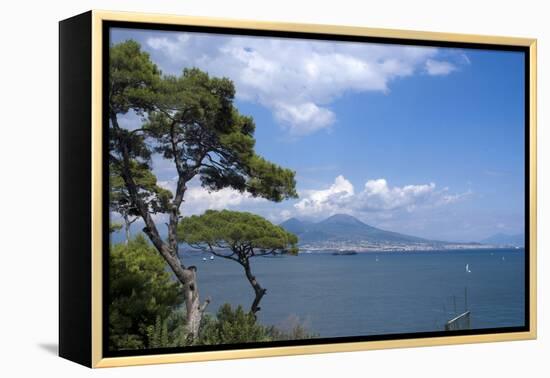 The Classic View over the Bay of Naples Towards Mount Vesuvius, Naples, Campania, Italy, Europe-Natalie Tepper-Framed Stretched Canvas