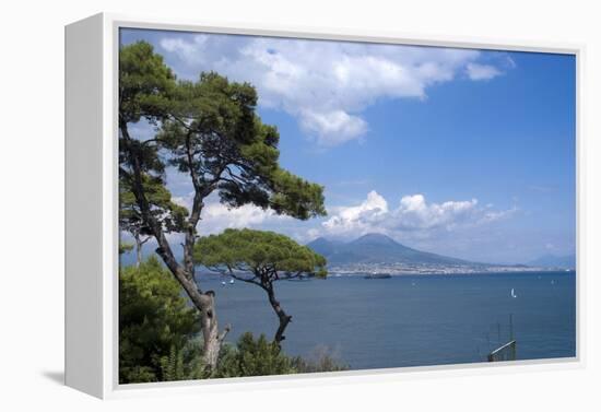 The Classic View over the Bay of Naples Towards Mount Vesuvius, Naples, Campania, Italy, Europe-Natalie Tepper-Framed Stretched Canvas