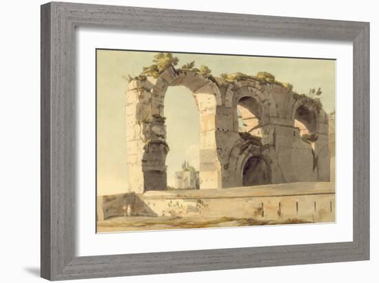 The Claudian Aqueduct, Rome, 1785 (W/C, Pen, Ink and Graphite on Paper)-Francis Towne-Framed Giclee Print