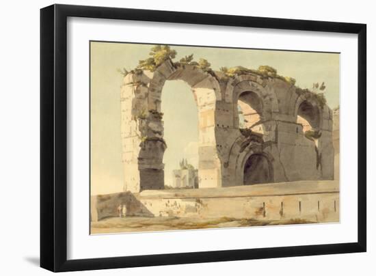 The Claudian Aqueduct, Rome, 1785 (W/C, Pen, Ink and Graphite on Paper)-Francis Towne-Framed Giclee Print