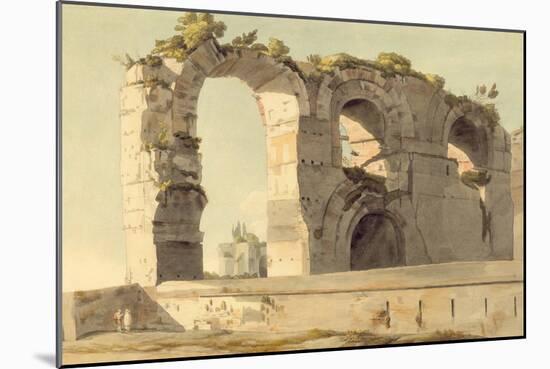 The Claudian Aqueduct, Rome, 1785 (W/C, Pen, Ink and Graphite on Paper)-Francis Towne-Mounted Giclee Print