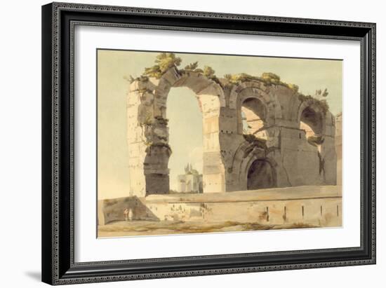 The Claudian Aqueduct, Rome, 1785 (W/C, Pen, Ink and Graphite on Paper)-Francis Towne-Framed Giclee Print