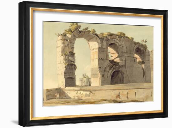 The Claudian Aqueduct, Rome, 1785 (W/C, Pen, Ink and Graphite on Paper)-Francis Towne-Framed Giclee Print