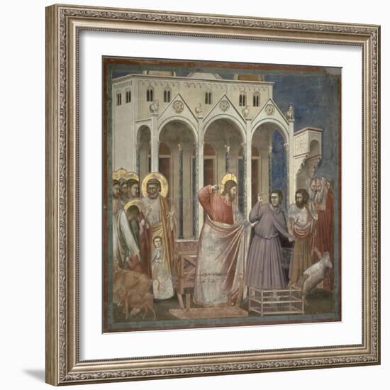 The Cleansing of the Temple, c.1305-Giotto di Bondone-Framed Giclee Print