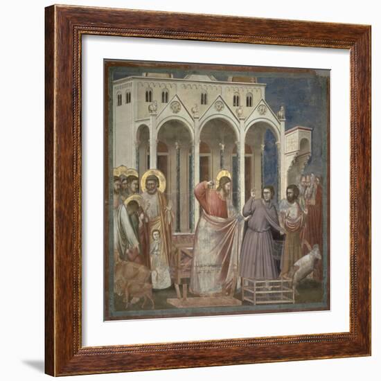 The Cleansing of the Temple, c.1305-Giotto di Bondone-Framed Giclee Print