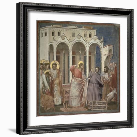 The Cleansing of the Temple, c.1305-Giotto di Bondone-Framed Giclee Print