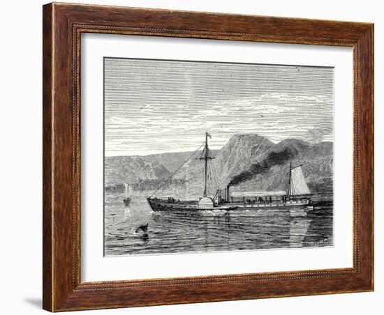 The 'Clermont' Robert Fulton's First Steamboat Sailing on the Hudson River in New York at Albany-Robert Fulton-Framed Giclee Print