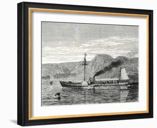 The 'Clermont' Robert Fulton's First Steamboat Sailing on the Hudson River in New York at Albany-Robert Fulton-Framed Giclee Print