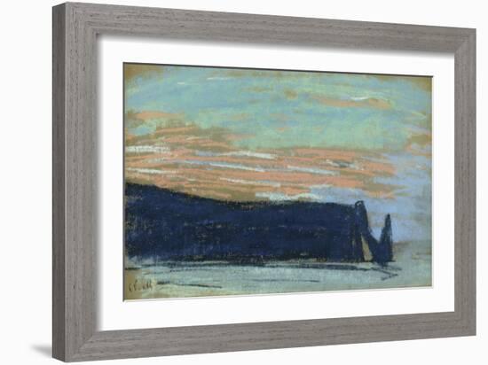 The Cliff at Etretat, C.1885 (Pastel)-Claude Monet-Framed Giclee Print