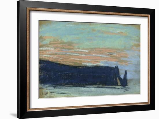 The Cliff at Etretat, C.1885 (Pastel)-Claude Monet-Framed Giclee Print