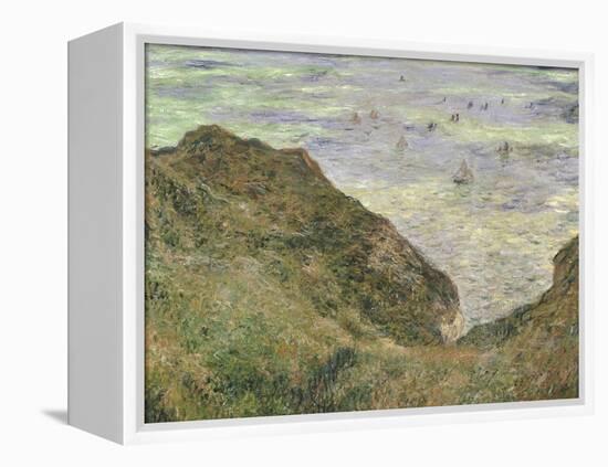 The Cliff at Pourville-Claude Monet-Framed Premier Image Canvas