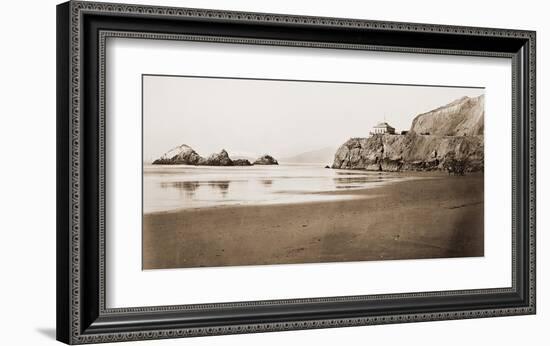 The Cliff House from the Beach, San Francisco, California, 1868-1870-Carleton Watkins-Framed Art Print