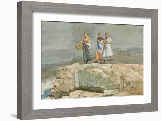 The Cliffs, 1883 (W/C on Paper)-Winslow Homer-Framed Giclee Print