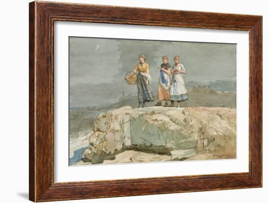 The Cliffs, 1883 (W/C on Paper)-Winslow Homer-Framed Giclee Print