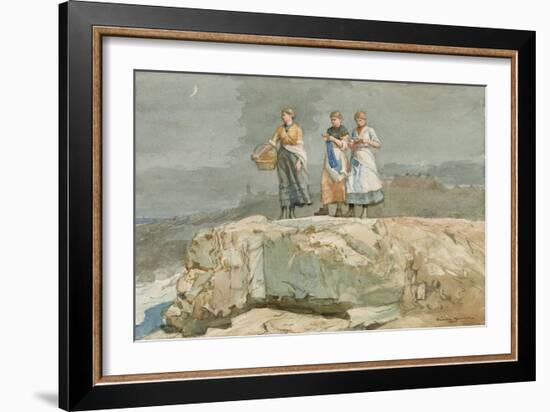 The Cliffs, 1883 (W/C on Paper)-Winslow Homer-Framed Giclee Print