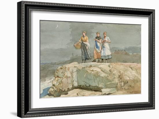 The Cliffs, 1883 (W/C on Paper)-Winslow Homer-Framed Giclee Print