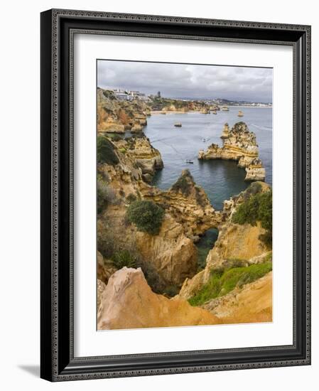 The cliffs and sea stacks of Ponta da Piedade, Algarve, Portugal.-Martin Zwick-Framed Photographic Print