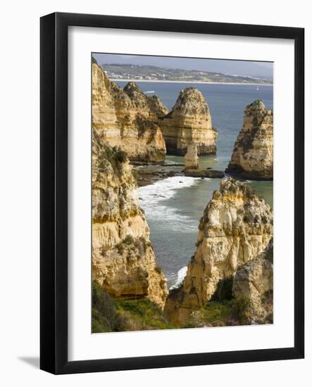 The cliffs and sea stacks of Ponta da Piedade, Algarve, Portugal.-Martin Zwick-Framed Photographic Print