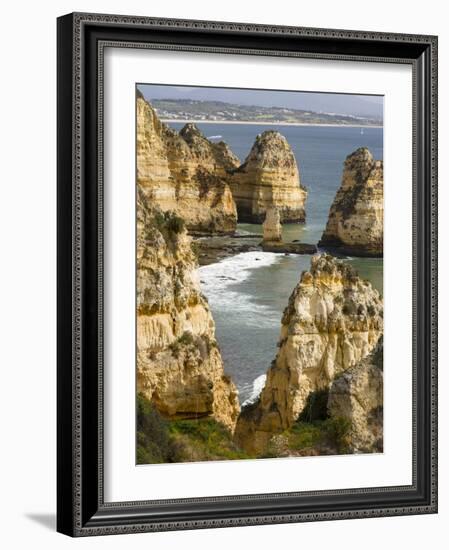 The cliffs and sea stacks of Ponta da Piedade, Algarve, Portugal.-Martin Zwick-Framed Photographic Print