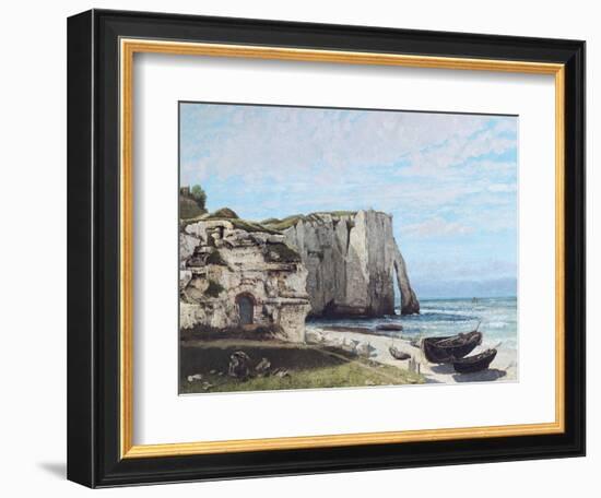 The Cliffs at Etretat after the Storm, 1870-Gustave Courbet-Framed Giclee Print