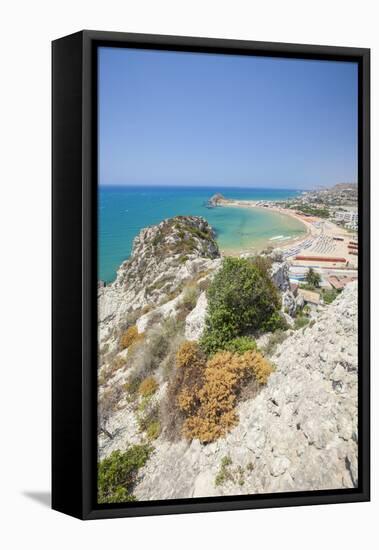 The cliffs frame the turquoise sea and the sandy beach of Licata, Province of Agrigento, Sicily, It-Roberto Moiola-Framed Premier Image Canvas