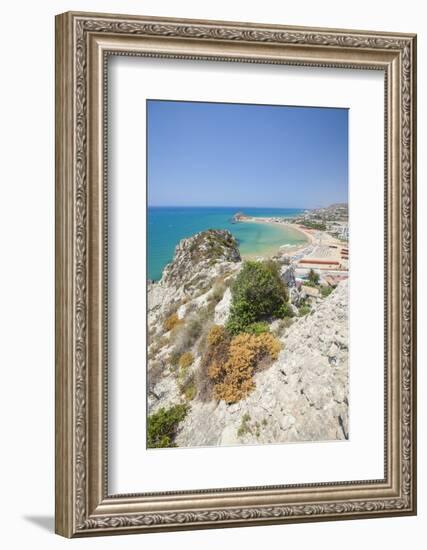 The cliffs frame the turquoise sea and the sandy beach of Licata, Province of Agrigento, Sicily, It-Roberto Moiola-Framed Photographic Print