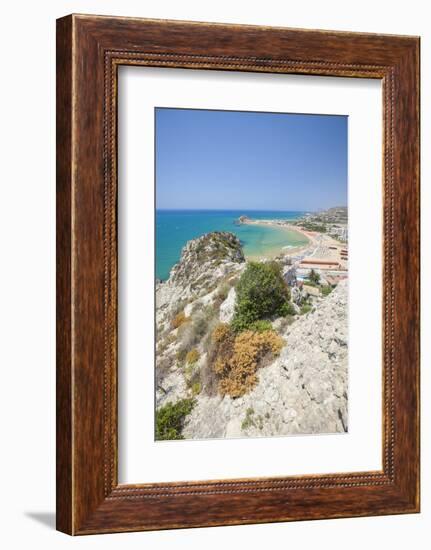 The cliffs frame the turquoise sea and the sandy beach of Licata, Province of Agrigento, Sicily, It-Roberto Moiola-Framed Photographic Print