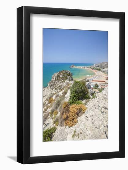 The cliffs frame the turquoise sea and the sandy beach of Licata, Province of Agrigento, Sicily, It-Roberto Moiola-Framed Photographic Print