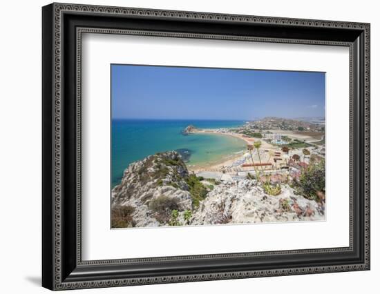 The cliffs frame the turquoise sea and the sandy beach of Licata, Province of Agrigento, Sicily, It-Roberto Moiola-Framed Photographic Print