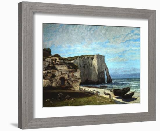 The Cliffs of Etretat after a Thunderstorm, 1870-Gustave Courbet-Framed Giclee Print