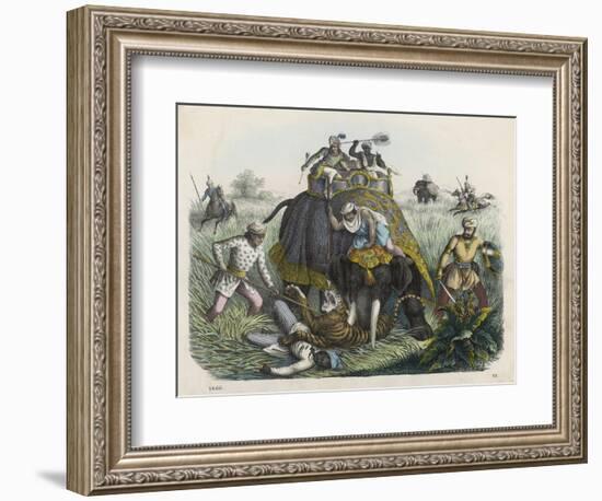 The Climax of a Tiger Hunt in India, Huntsmen-null-Framed Art Print