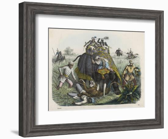 The Climax of a Tiger Hunt in India, Huntsmen-null-Framed Art Print