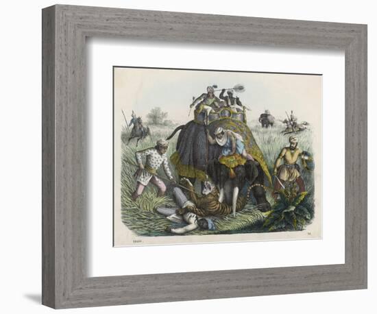 The Climax of a Tiger Hunt in India, Huntsmen-null-Framed Art Print