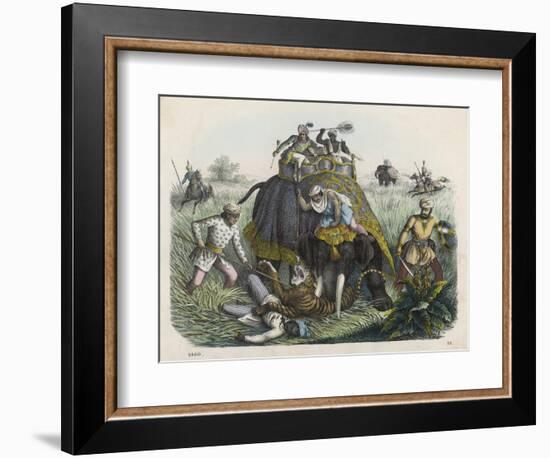 The Climax of a Tiger Hunt in India, Huntsmen-null-Framed Art Print