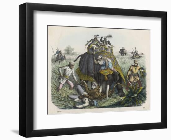 The Climax of a Tiger Hunt in India, Huntsmen-null-Framed Art Print