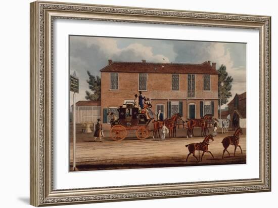 The Coach and Horses, Ilford, 1832 (Coloured Engraving)-James Pollard-Framed Giclee Print