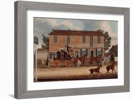 The Coach and Horses, Ilford, 1832 (Coloured Engraving)-James Pollard-Framed Giclee Print