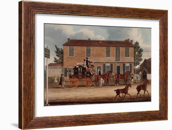 The Coach and Horses, Ilford, 1832 (Coloured Engraving)-James Pollard-Framed Giclee Print