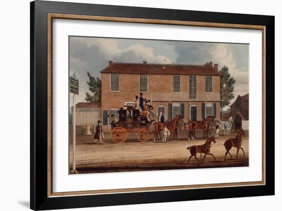 The Coach and Horses, Ilford, 1832 (Coloured Engraving)-James Pollard-Framed Giclee Print