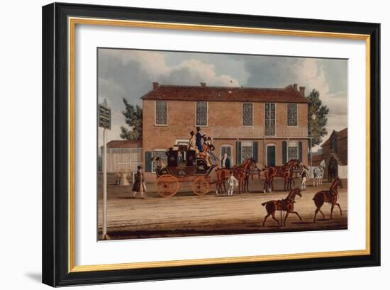 The Coach and Horses, Ilford, 1832 (Coloured Engraving)-James Pollard-Framed Giclee Print