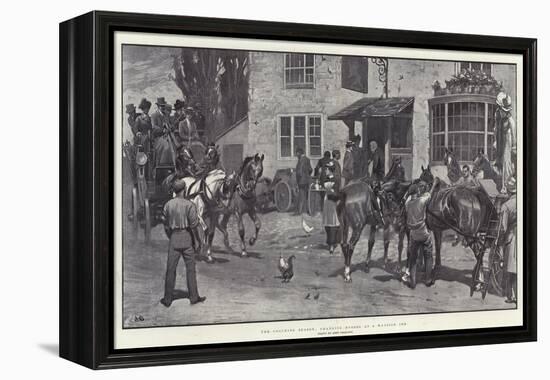 The Coaching Season, Changing Horses at a Wayside Inn-John Charlton-Framed Premier Image Canvas