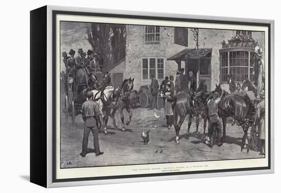 The Coaching Season, Changing Horses at a Wayside Inn-John Charlton-Framed Premier Image Canvas