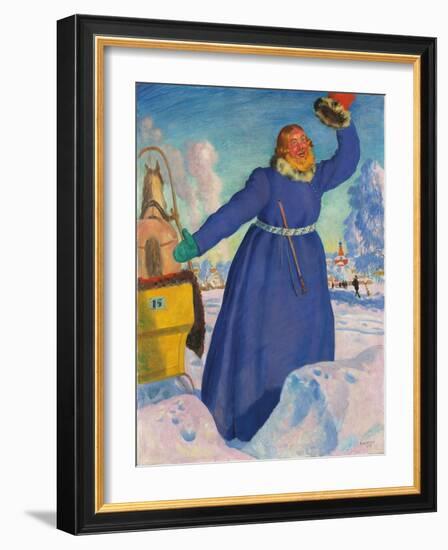 The Coachman, 1923-Boris Mihajlovic Kustodiev-Framed Giclee Print